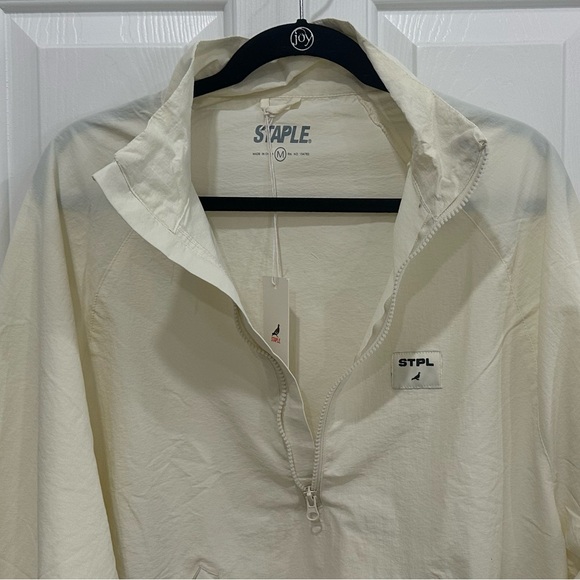 New! Staple Pigeon STPL Cream Half-zip Oversized Windbreaker Jacket Size Medium - Picture 7 of 11